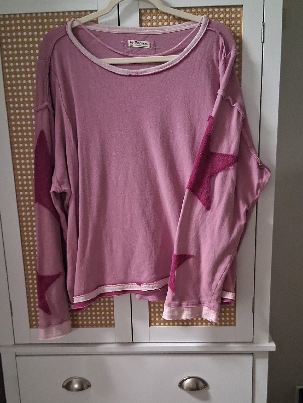 We The Free Heathered Pink Raw-Edge Pullover Top